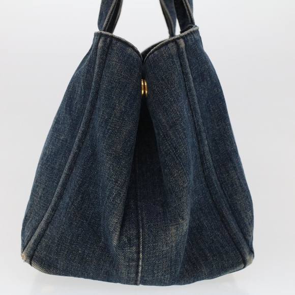 PRADA Canapa Hand Bag Canvas Blue Auth 47694 - Picture 4 of 16